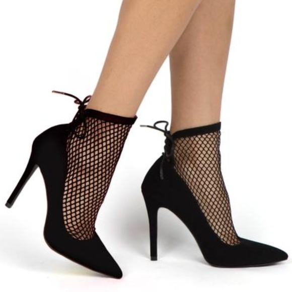 fishnet high heel shoes